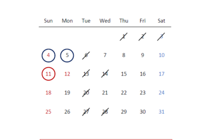 1月営業カレンダー